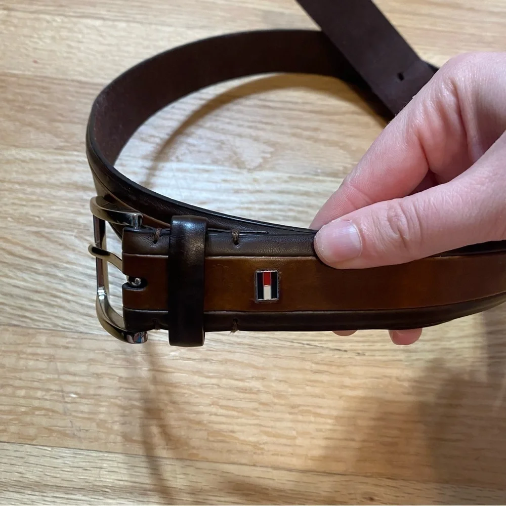 Tommy Hilfiger Leather Brown Belt 34 Waist Men’s
